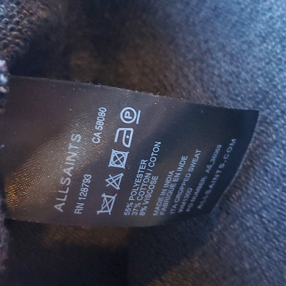 All Saints Dark Gray Ita Cropped Sweatshirt with Black Chain 4 - Picture 6 of 6